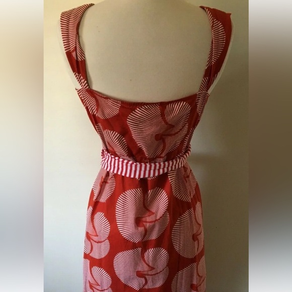 “DONATED” Diane Von Furstenberg, Burnt Orange & White Abstract Swirl Dress, Sz 8 - Picture 5 of 9